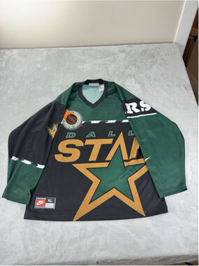 Vintage 90s Nike Team NHL Dallas Stars AOP Hockey Jersey Size XL USA Made Texas